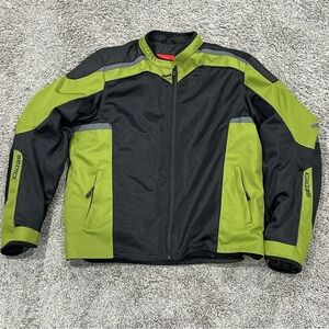 Sedici Motorcycle Jacket Men’s Large Mesh Padded Pockets Green Black Full Zip